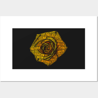 Yellow Rose Texas Cities Towns Word Cloud Posters and Art